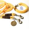 Leine Halsband Set gelb, braunes Leder für mittelgroße Hunde mit 8 mm Tau Bild 1