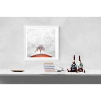Märchenhafte Illustration Baum im Winter und Vögel im Schneegestöber, quadratisches Wandbild, Größe 20 x 20, 30 x 30 cm Bild 1