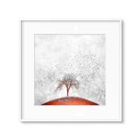 Märchenhafte Illustration Baum im Winter und Vögel im Schneegestöber, quadratisches Wandbild, Größe 20 x 20, 30 x 30 cm Bild 2