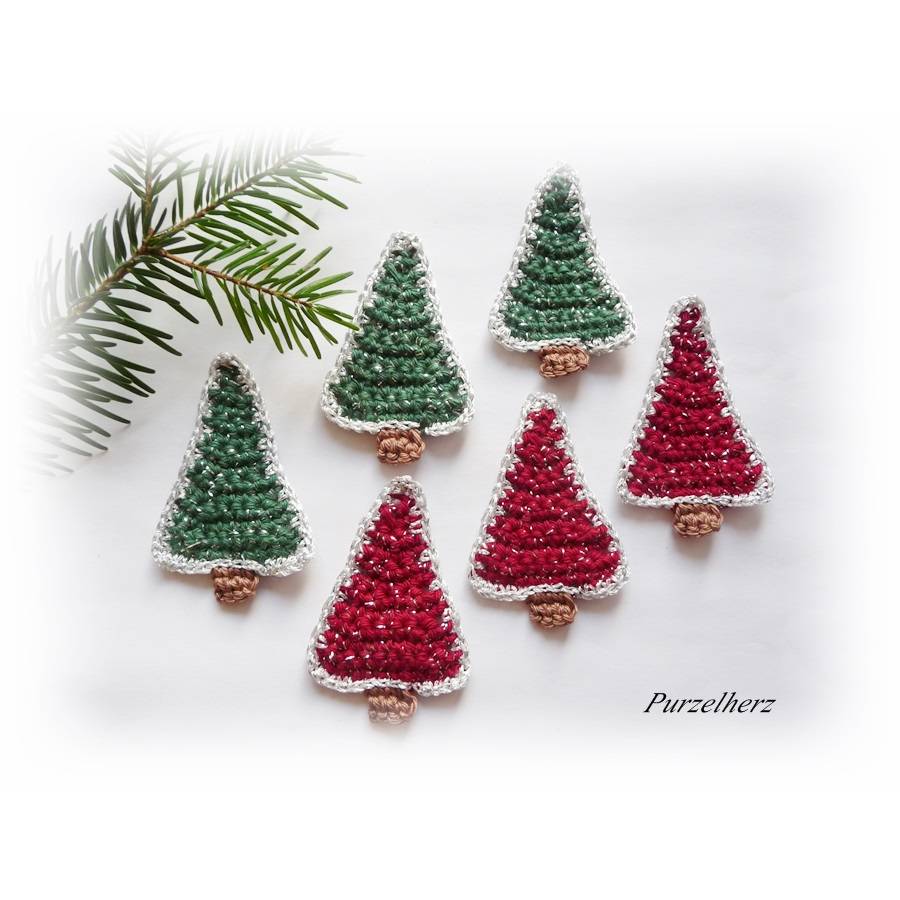 1 gehäkelter Tannenbaum in 2 Farben zur Wahl-Gastgeschenk,Weihnachtsdeko,Weihnachten,Advent,Tischdeko,Streudeko,rot,grün Bild 1
