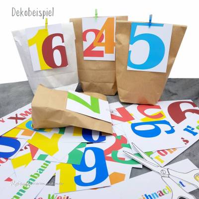 DIY Zahlenanhänger für Adventskalender Download zum Ausdrucken und Ausschneiden