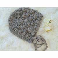 Wunderbar zarte weiche Mütze aus Alpaka. Farbe mittelgrau, Größe 6- 9 Monate Bild 1