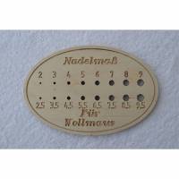 Nadelmaß Nadelstärkenmesser aus Holz für Stricknadeln Nadeln für Mutti Bild 1