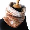 Gestrickter Loop aus reiner Wolle, Kurzschal mit Paisley Muster, Schlupf-Schal für Frauen grau braun, Winterschal Bild 9
