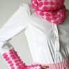 Winter Loop-Schal Damen pink, gemusterter Kurzschal aus Mohair, extravaganter Halswärmer, Avantgarde Schal, Bild 3