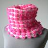 Winter Loop-Schal Damen pink, gemusterter Kurzschal aus Mohair, extravaganter Halswärmer, Avantgarde Schal, Bild 4