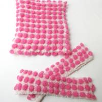 Winter Loop-Schal Damen pink, gemusterter Kurzschal aus Mohair, extravaganter Halswärmer, Avantgarde Schal, Bild 8