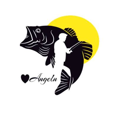 Hochwertiger Autoaufkleber Barsch mit Angler in 12 Größen ab 10 cm B x 10 cm H mit Klebeanleitung