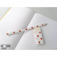 Bleistift Radiergummi, Set, weiß rote Herzen Bild 1