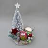 Advents-Gesteck mit Eule, Tanne, Baumscheibe und Teelicht, rote Weihnachts-Tisch-Deko Bild 3
