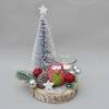 Advents-Gesteck mit Eule, Tanne, Baumscheibe und Teelicht, rote Weihnachts-Tisch-Deko Bild 7