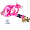 Leine Halsband Set pink, blaues Leder, für kleine Hunde mit 6 mm Tau Bild 3