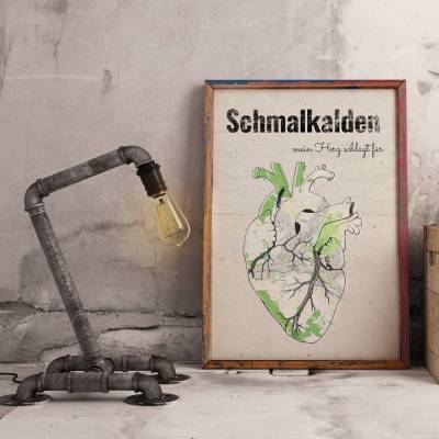 Stadtkarte SCHMALKALDEN - Deine Lieblingsstadt I Digitaldruck Stadtplan citymap City Poster Kunstdruck Stadt Karte