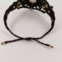 Makramee Armband mit Rosenquarz und Messing-Perlen, Valentinstags-Geschenk Bild 10