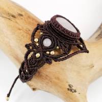 Makramee Armband mit Rosenquarz und Messing-Perlen, Valentinstags-Geschenk Bild 7