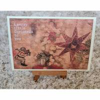 Weihnachtskarte mit Sternmotiv , Weihnachtsmann , Geschenk Bild 1