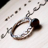 Ring, 925 Silber, Fingerring,mit Malachit,- Rosenquarz- oder Tigeraugeperle, größenverstellbar Bild 5