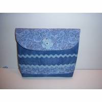 Kosmetiktasche-Universaltasche-kleines Täschchen, Rosenmuster in Blautönen, aus Baumwolle waschbar bis 40° Bild 1