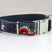 Hundehalsband mit Blumen und Schmetterlingen, Asia, Hund, modern, Gurtband, Halsband, Hundeleine, floral, Natur Bild 2