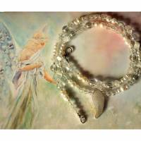 Schutzengel Kette mit Angel Aura.Bergkristall, Perlen und Silberflügel Bild 1
