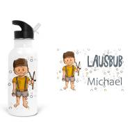 Edelstahl-Trinkflasche/Kindergartenset Michel Lausbub + Wunschnamen Personalisierbar / Geschenk Bild 1