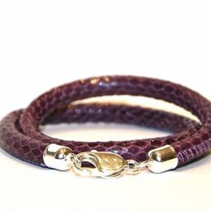 Edles Armband Schlangenleder Violett - 925 Silber - Bild 1