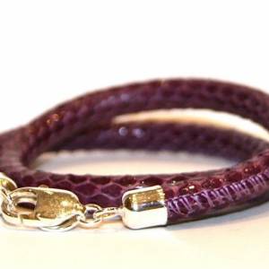 Edles Armband Schlangenleder Violett - 925 Silber - Bild 2