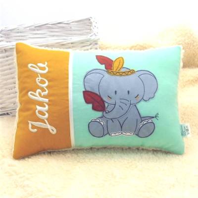 Kissen mit Namen Kinderkissen Namenskissen Babykissen Geburtskissen Elefant personalisiert Geschenk Taufe Geburtstag