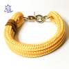 Leine Halsband Set gelb, braunes Leder für kleine Hunde mit 6 mm Tau Bild 4