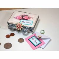 Kleine Geschenkbox, Schmuckbox, Geldgeschenk, Gutschein, Rosen, im Vintage Stil, Trödel Dings da Bild 1