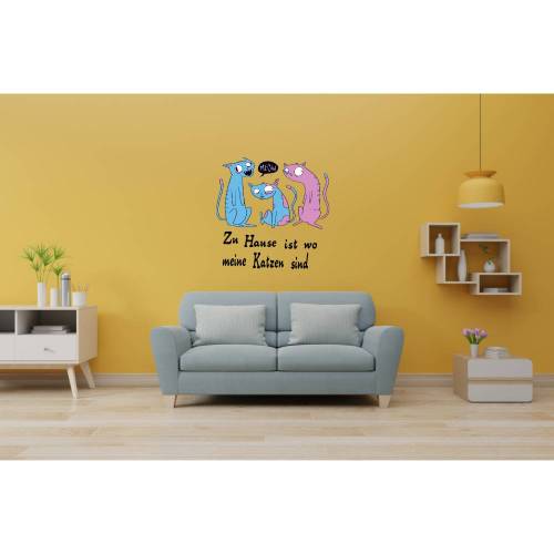 Liebevolles Wandtattoo Zu Hause ist wo meine Katzen sind,konturgeschnitten in 11 Größen ab 20 cm B x 20 cm H cm