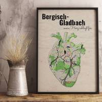 Stadtkarte BERGISCH GLADBACH - Deine Lieblingsstadt I Digitaldruck Stadtplan citymap City Poster Kunstdruck Stadt Karte Bild 1