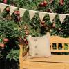Jute-Kissen  Rosengarten  Dekokissen mit Kokosknöpfen und Hotelverschluß Rupfenkissen Bild 3