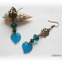1 Paar Ohrhänger mit Blatt - Ohrringe,bronzefarben,antiker Stil,nostalgisch,petrol Bild 5