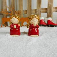 Weihnachtsdeko Engel, Angebot, rot, Keramik, 2er Set, Stückpreis 1,50 Euro Bild 1