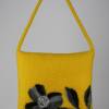 Handtasche Damen gefilzt gelb grau Filztasche Schultertasche Bild 5