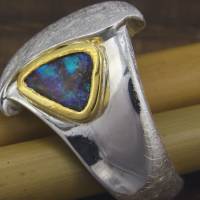 Ring Wave aus Silber 925/- mit dreieckigem Opal Bild 3