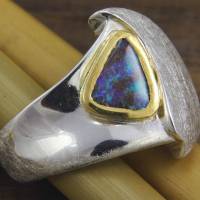 Ring Wave aus Silber 925/- mit dreieckigem Opal Bild 4