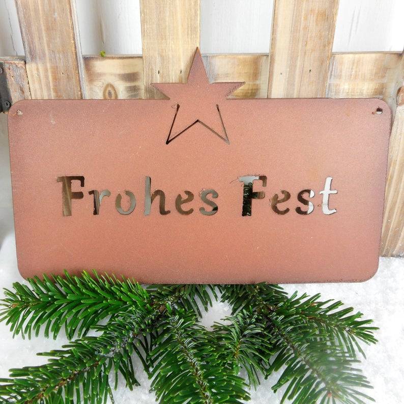 Weihnachtsdeko Schild Frohes Fest, Floristikdeko Bild 1