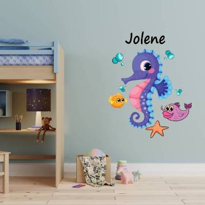 Top Wandtattoo Seepferdchen für das Kinderzimmer, Spielzimmer,konturgeschnitten in 6 Größen ab 20 cm B x 25 cm H