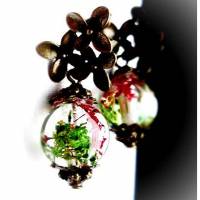 Ohrringe, Ohrhänger,Ohrstecker,Blüten, Blumen, Harzkugel, handmade, 1 Paar Bild 1