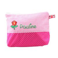 Kulturbeutel mit Namen pink Blume für Mädchen - Kulturtasche Waschtasche Kosmetiktäschchen Kinder Bild 1
