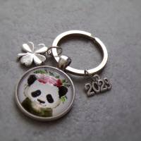 Panda 2023  Cabochon Rund  Schlüsselanhänger , Glücksbringer Bild 3