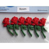 Dress it up Buttons   rote Rosen (1 Pck.)     Roses Bild 1