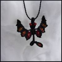 Drachen - Makramee Halskette mit Karneol - Perlen Bild 1