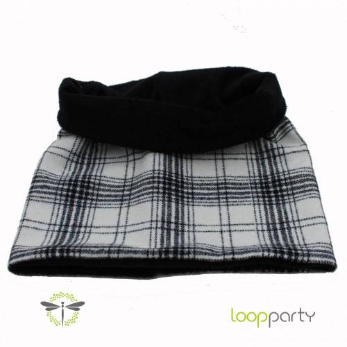 Schlauchschal Schlupf-Schal Halswärmer Tartan kariert britisch weiß schwarz