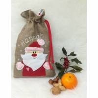 Geschenkesäckchen Jute "Nikolaus & Weihnachtsmann" rosa Bild 1