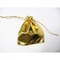 5 Säckchen Gold glänzend mit Zugband ca.12x10 cm, Geschenkverpackung Bild 1