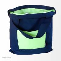 Einkaufstasche blau/apfelgrün, Shopper, Baumwolltasche 40 x 36 cm Bild 1