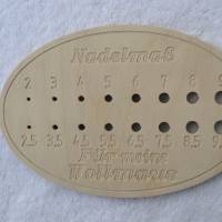 Nadelmaß Nadelstärkenmesser aus Holz für Stricknadeln Nadeln Für meine Wollmaus Bild 1